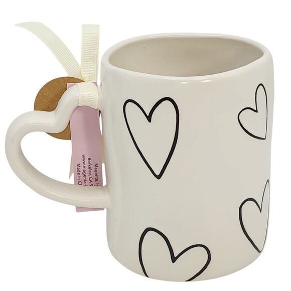 Rae Dunn Sweet Hearts Ivory Ceramic Coffee Mug‎ 16oz Double Sided Design - Picture 4 of 10